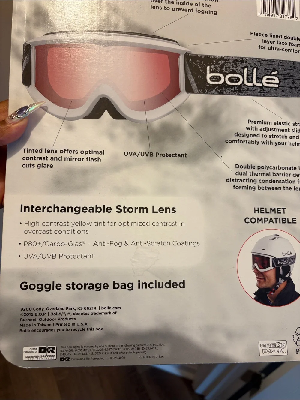 Bile White Snowboard Goggle with Red Mirror Lens and Yellow Replacement Lens